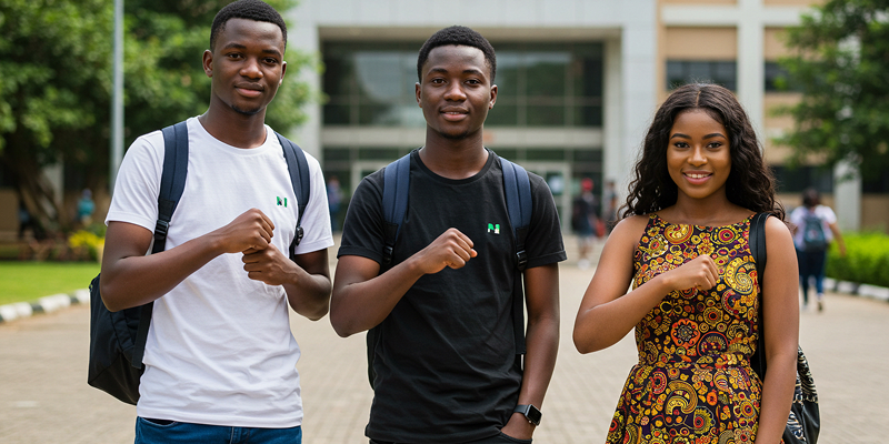 A vibrant marketplace scene with students